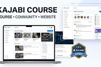 setup kajabi course website, course content creation, online community setup