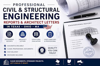 do civil structural reports and architect letters in il ct id MD for city permit