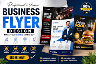 design professional and unique business flyer and marketing flyer
