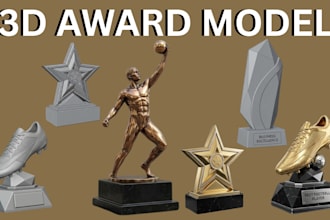 design custom 3d trophy award and medal models, stl to 3mf for 3d printing