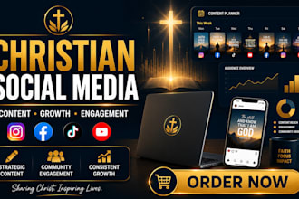 manage your christian and ministry social media and create faith based content