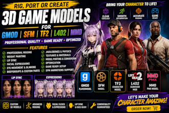 rig mod playermodel, sfm model, tf2 character model, l4d2 survivor mod, mmd pmx