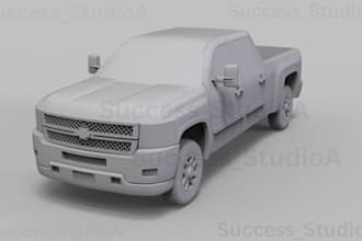 create 3d truck modeling for printing, games film video and animation production