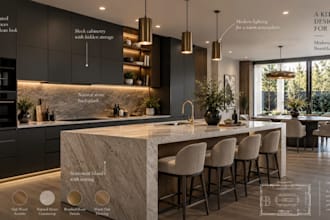 design modern kitchen and home interiors with 3d visualization and renders