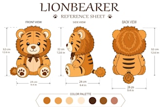 design custom plushie reference sheet stuffed animal furry character ych