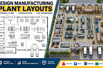 design manufacturing plant layouts, material flow, production cad drawings