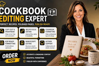 edit cookbook recipe book proofreading formatting manuscript editor KDP book