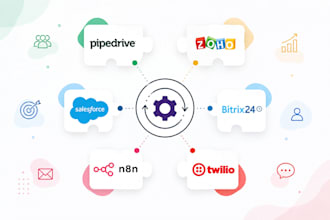 set up pipedrive zoho salesforce bitrix24 n8n and twilio automation