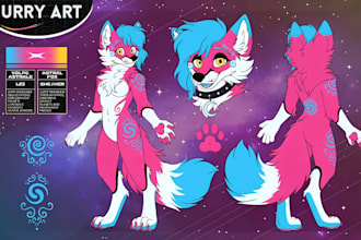 draw detailed furry anime ref sheet anthro character sheet nsfw furry fursona