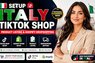 setup italy tiktok shop, tiktok shop product listing, shopify dropshipping