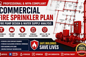 create commercial fire sprinkler plan fire pump design and water supply analysis