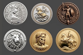 sculpt 3d printable coin, challenge coin model bas relief 3d medallion coin stl