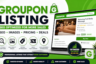 create and optimize groupon product listings with SEO images pricing and deals