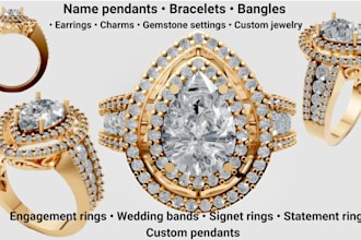 design custom 3d jewelry cad, rings, bracelet, pendants, earrings, signet rings