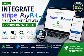 integrate stripe, paypal, or fix payment gateway errors on website