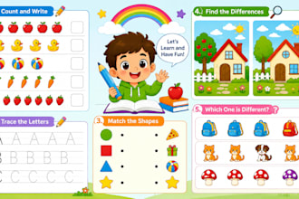 draw engaging 2d illustrations for kids practice workbooks and learning pages