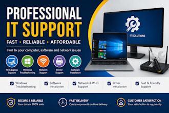 provide it support and fix window software and network issue