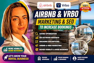 do airbnb promotion, airbnb vrbo marketing and airbnb seo to increase bookings