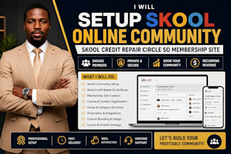 setup skool online community skool credit repair circle so membership site
