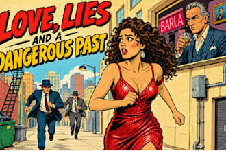 draw retro vintage comic, pulp poster pop art illustration retro comic cover art