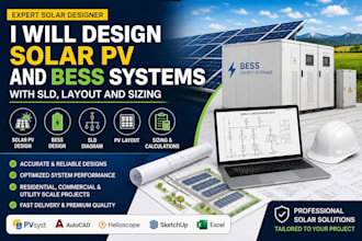 design solar pv and bess systems with sld, layout and sizing