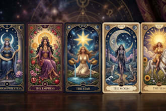 design custom tarot oracle and spiritual card illustrations