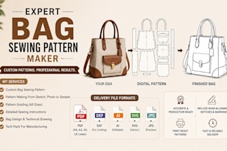 create custom bag pattern sewing pattern maker digital pattern and tech pack pdf