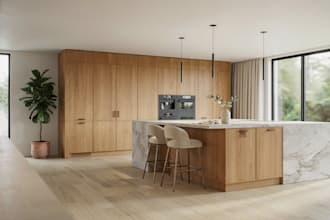 design kitchen interior, cabinetry and 3d realistic rendering