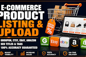 do groupon etsy ebay amazon product listing ecommerce product upload seo