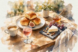 make an amazing food and drink watercolor illustration