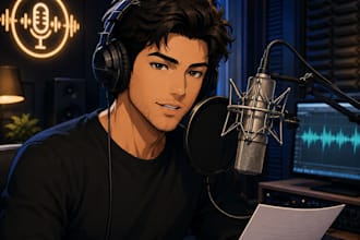 provide a 4 deep male erotic boyfriend sfw voice flirty for anime visual voice