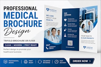 design a professional medical healthcare trifold brochure or flyer