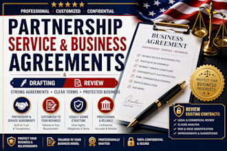 draft and review professional partnership agreement and business contract