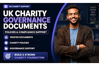 prepare UK charity governance documents and core compliance policies