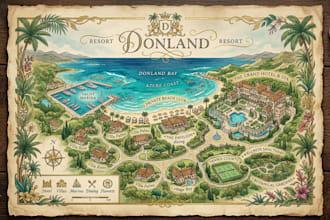 design a luxury illustrated maps for hotels airbnb resorts