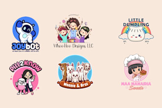 design custom cute kawaii mascot logo for your business or channel