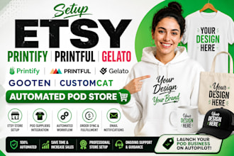 setup etsy printify printful gelato gooten customcat automated pod store