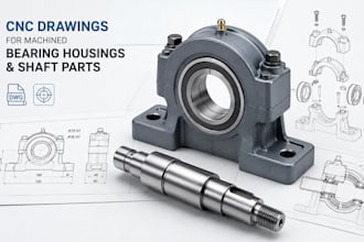 create cnc drawings for machined bearing housings and shaft parts