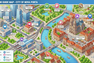 create custom tourist map, resort map and city visitor guide map illustration