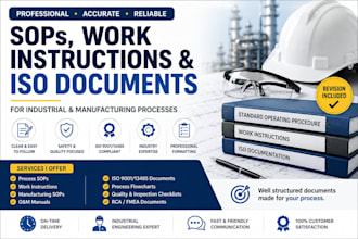prepare process sops, work instructions and iso documents