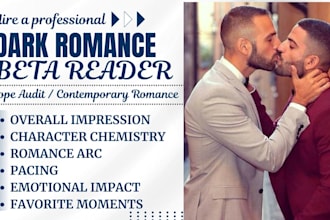 beta read your dark romance, gay romance, contemporary romance, trope audit
