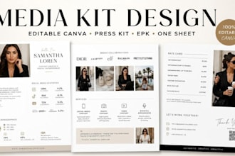design a influencer media kit, speaker sheet, rate card, epk, press kit