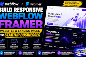 build responsive webflow framer websites landing pages for startup businesses