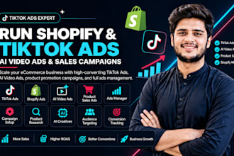 run shopify tiktok ads, ai video ads, ai products sales ads, tik tok ads manager