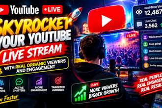 skyrocket your youtube live stream with real organic viewers and engagement