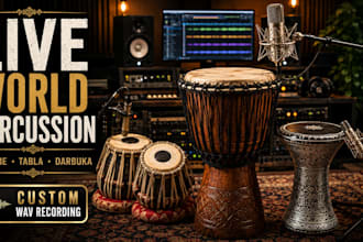 record djembe, tabla, darbuka, and world percussion for your song