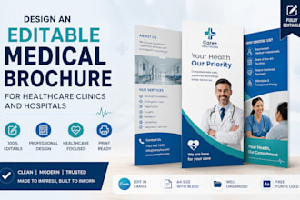 design an editable medical brochure for healthcare clinics and hospitals