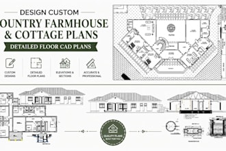 design custom country farmhouse and cottage plans with detailed floor cad plans