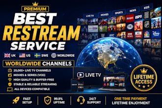 offer best restream service,UK, US, swe, worldwide channels with lifetime access