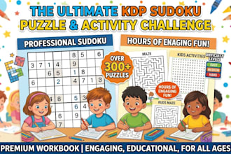 design professional sudoku puzzle, kids activity and worksheet book cover